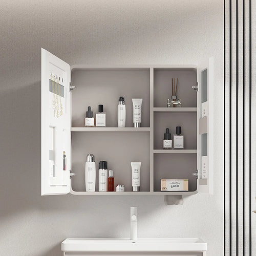armoire circulaire en aluminium avec miroir éclairage intelligent et rangement - vue 4 sur 32