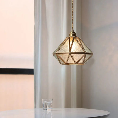 Suspension en verre transparent à motif géométrique - vue 4 sur 16