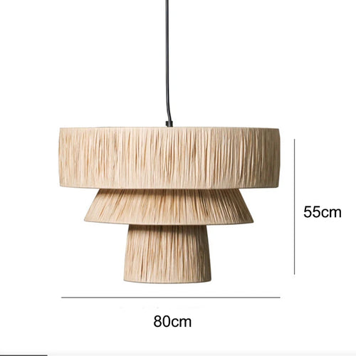 lustre en rotin style japonais fait à la main créatif - vue 8 sur 17