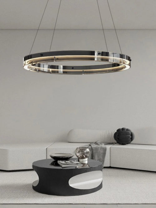 suspension circulaire en verre design moderne et minimaliste - vue 3 sur 11