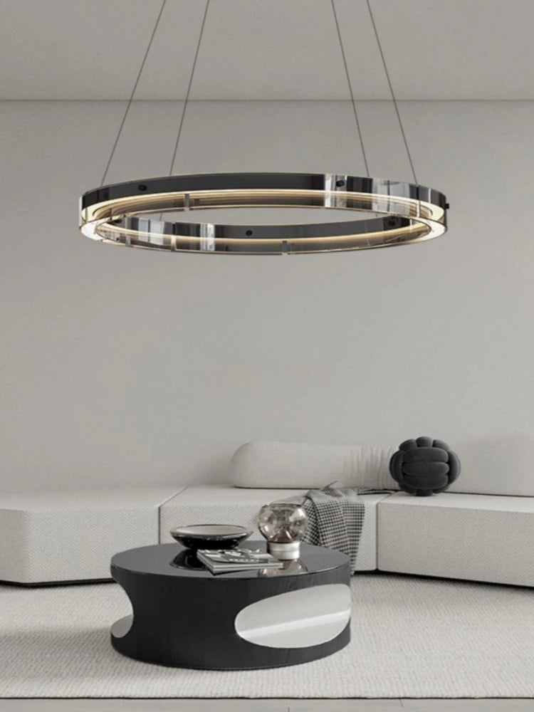 suspension circulaire en verre design moderne et minimaliste - vue 2 sur 11