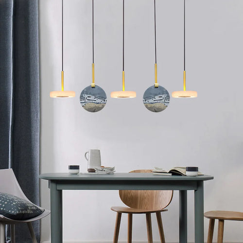 plafonnier en marbre et bois design moderne pour éclairage élégant - vue 5 sur 11