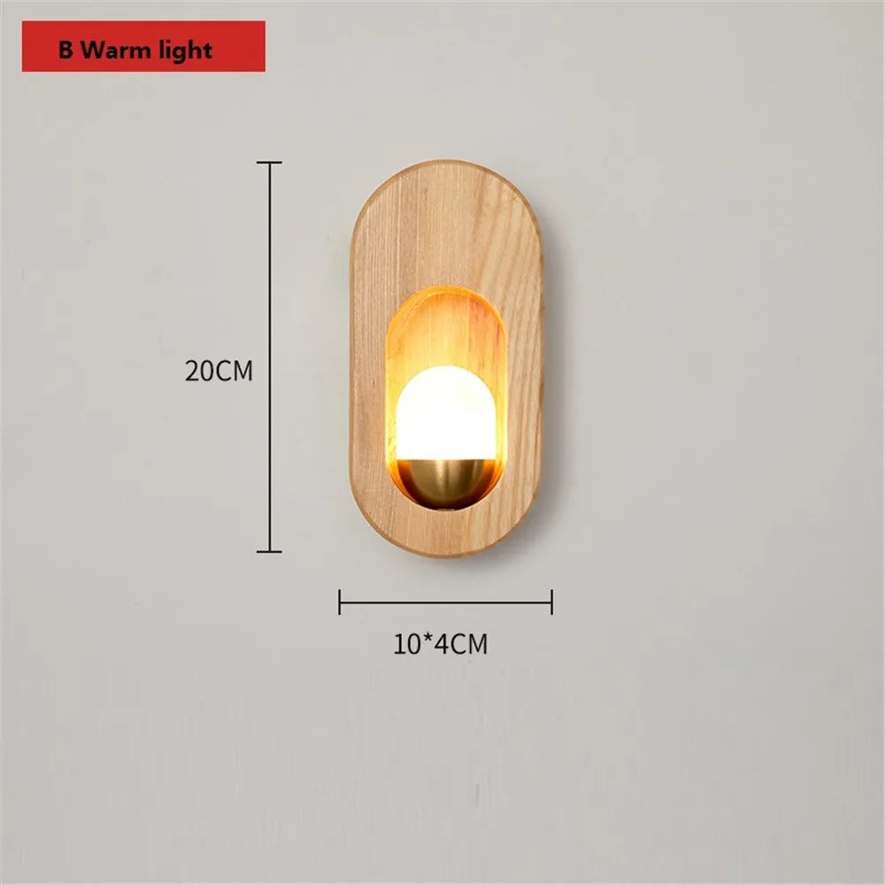 applique murale moderne nordique en bois avec led décorative - vue 8 sur 10