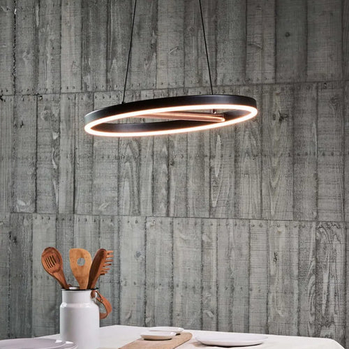 suspension rétro en fer avec bande led pour éclairage intérieur - vue 4 sur 7