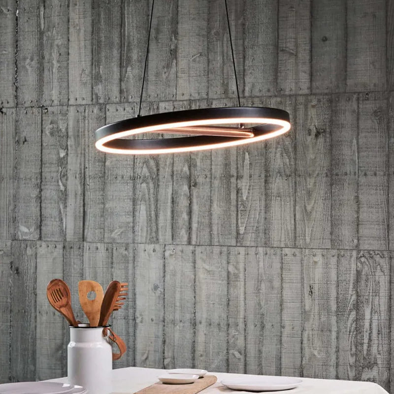 suspension rétro en fer avec bande led pour éclairage intérieur - vue 4 sur 7