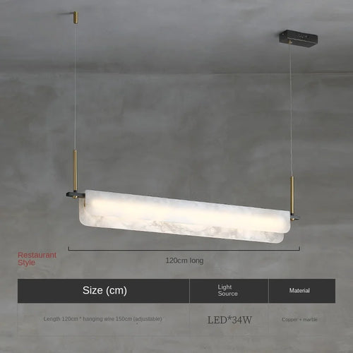 lustre en marbre naturel pur et cuivre design lumineux moderne - vue 8 sur 11