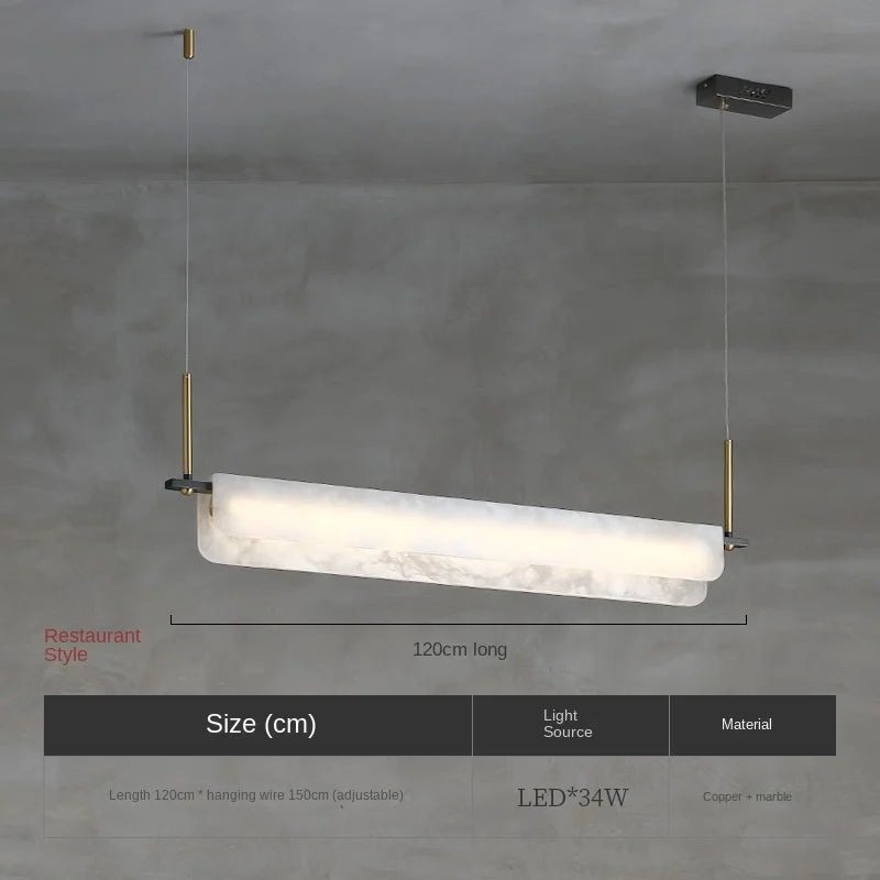 lustre en marbre naturel pur et cuivre design lumineux moderne - vue 7 sur 11