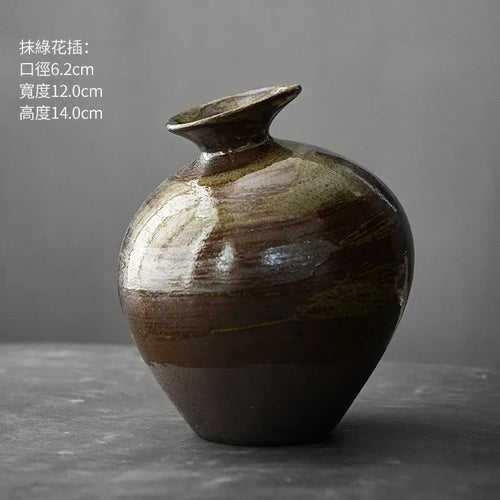 vase en terre cuite japonais imitation pierre vintage pour fleurs - vue 18 sur 21
