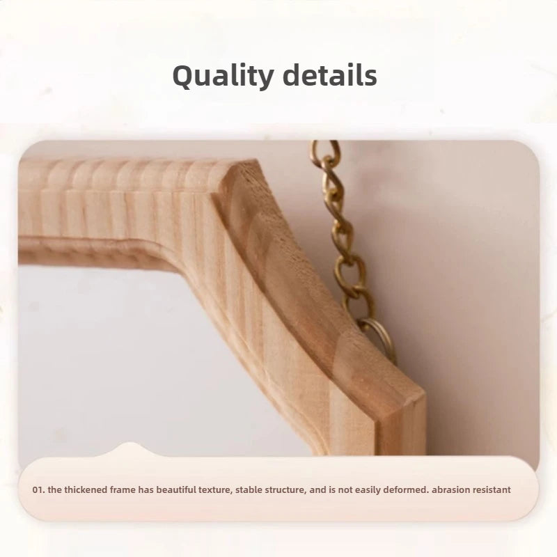 miroir vintage en bois massif miroir maquillage étanche mural antirouille - vue 4 sur 15