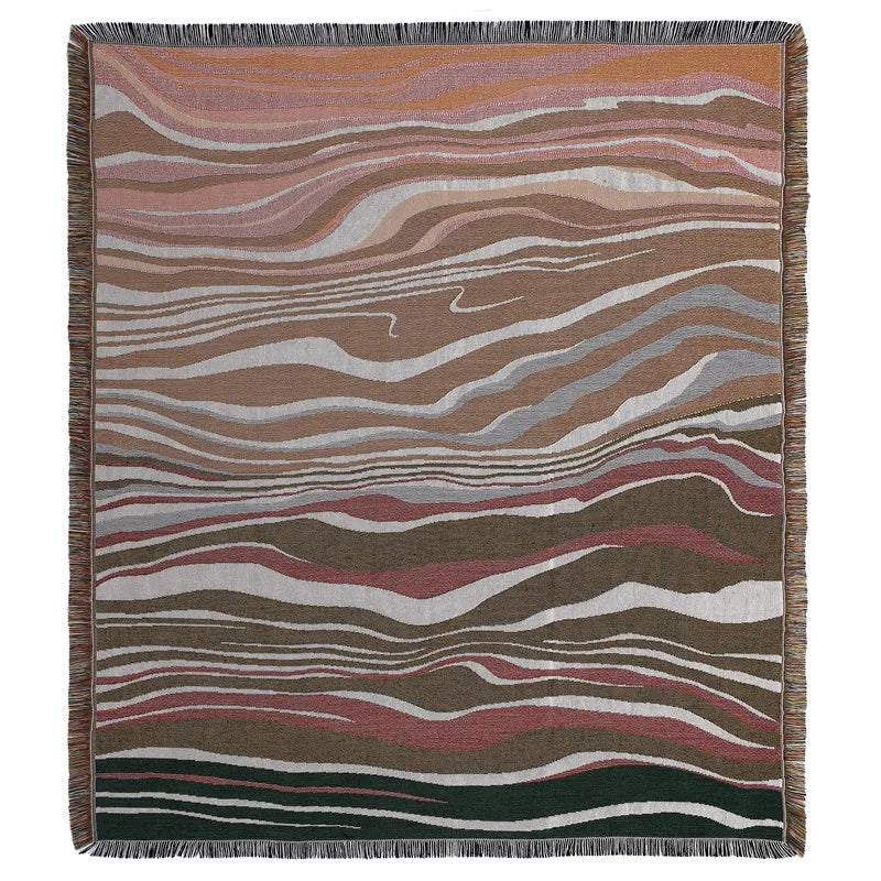 Plaid tricot motif paysage style pastoral canapé salon