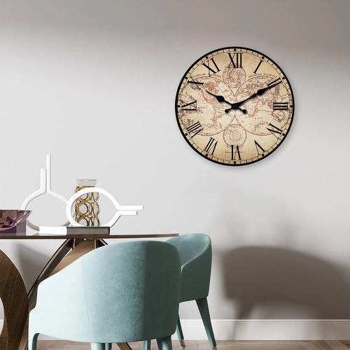 horloge murale rétro en bois avec boussole motif nautique décoratif - vue 7 sur 7