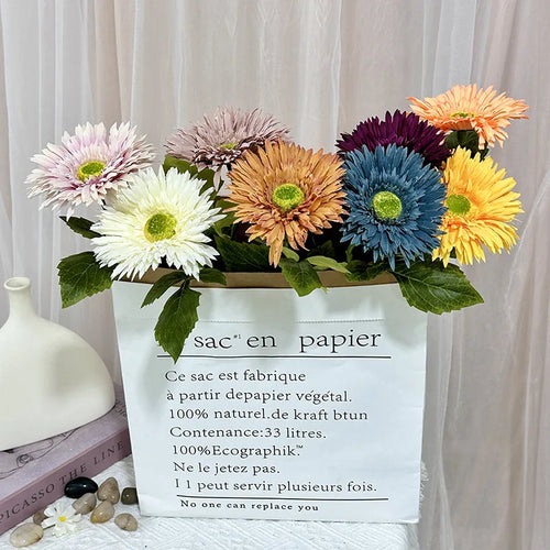 gerbera simple avec feuilles pour décoration de mariage et fête - vue 2 sur 15