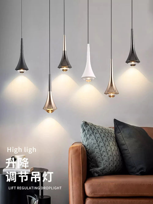 Bedroom bedside chandelier modern simple can lift creative light luxury main bed headlamp small chandelier restaurant chandelier - vue 2 sur 11