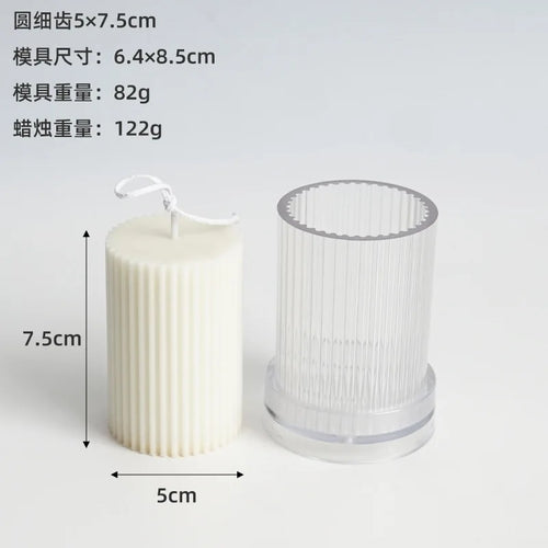 moule cylindrique à rayures pour fabrication de bougies en acrylique - vue 15 sur 14