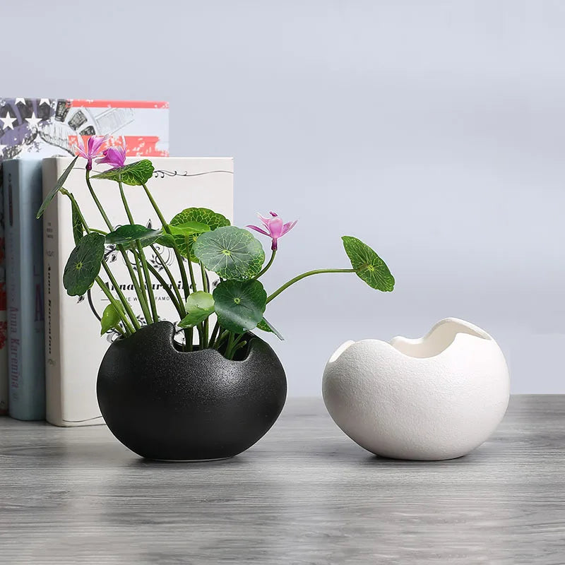 pot de fleurs hydroponique rétro en céramique pour plantes succulentes - vue 2 sur 9