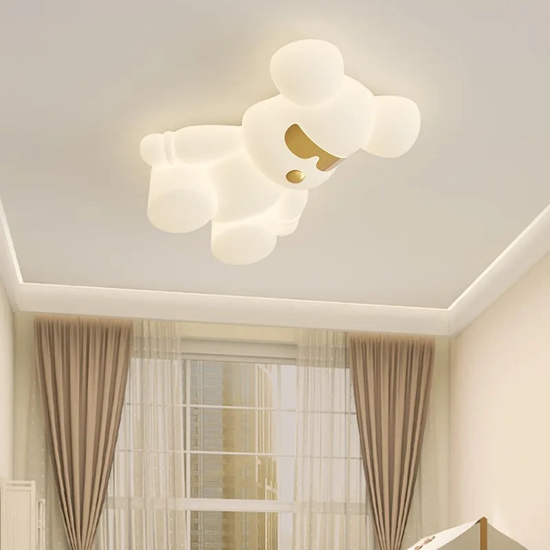 plafonnier ours blanc design moderne pour chambre d'enfant - vue 1 sur 12