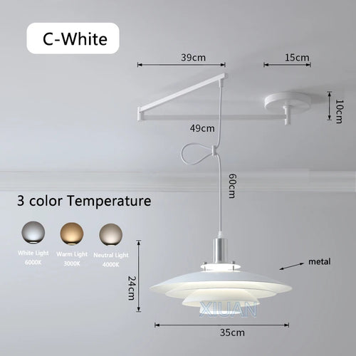 suspension moderne à bras oscillant led mobile - vue 28 sur 30