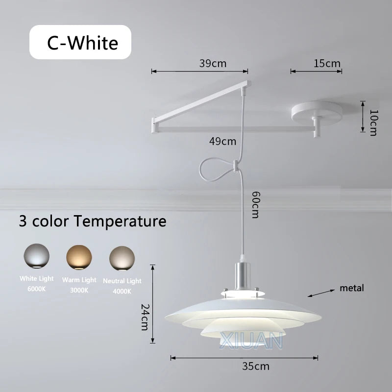 suspension moderne à bras oscillant led mobile - vue 27 sur 30