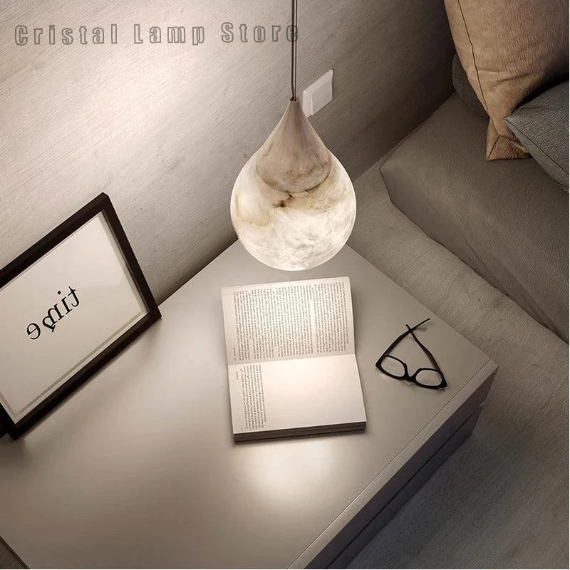 Design américain postmoderne albâtre goutte de pluie suspension éclairage style minimaliste éclairage pour chambres et restaurants - vue 3 sur 8