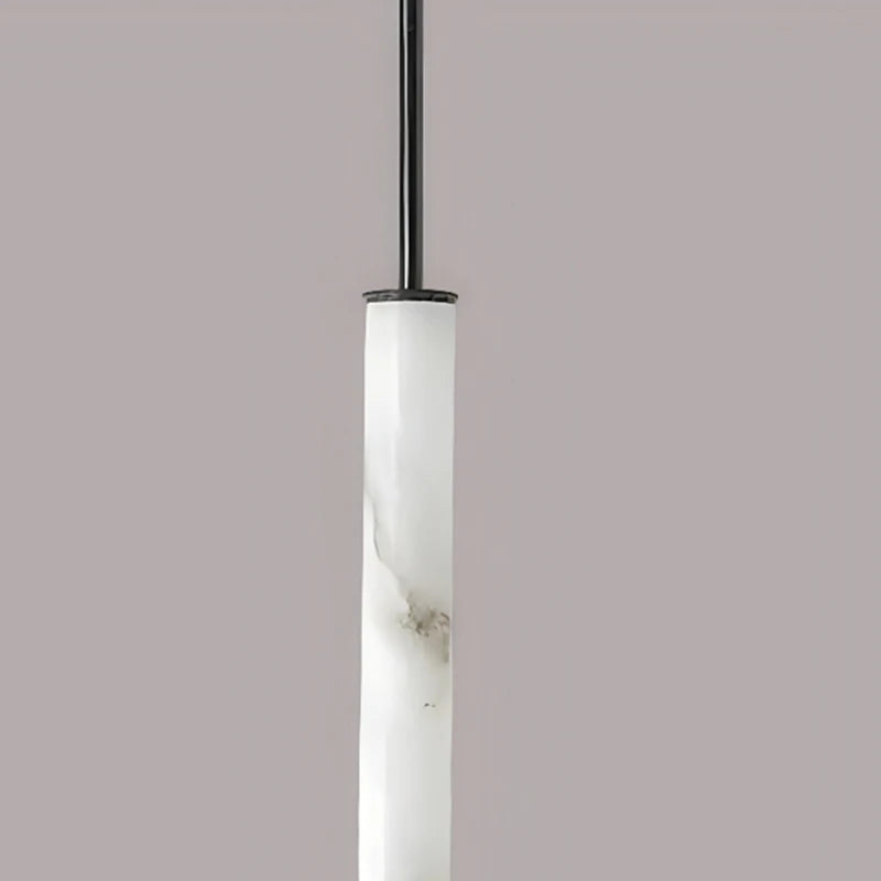 lustre cylindrique en marbre naturel avec cordon réglable 3000k - vue 5 sur 9