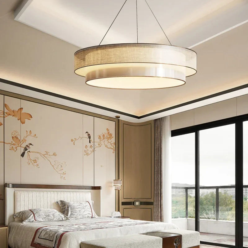 lustre circulaire moderne en tissu pour intérieur élégant - vue 4 sur 8