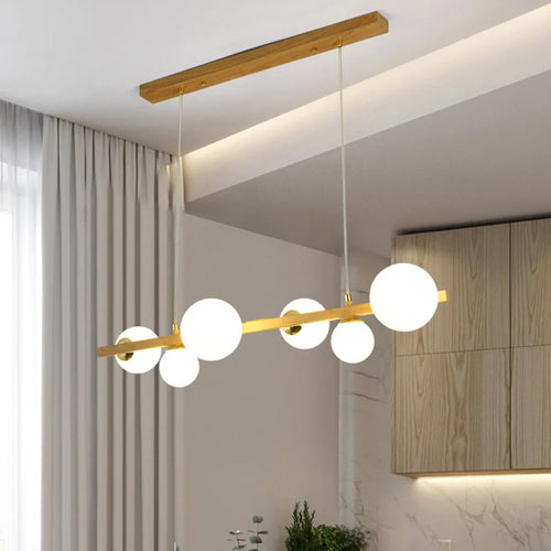 lustre abat-jour en verre suspension décor maison luminaire - vue 4 sur 10