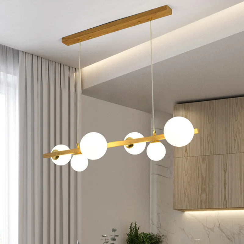 lustre abat-jour en verre suspension décor maison luminaire - vue 3 sur 10
