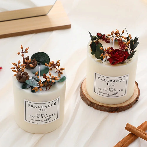 bougies parfumées romantiques en cire de soja avec fleurs séchées - vue 7 sur 10
