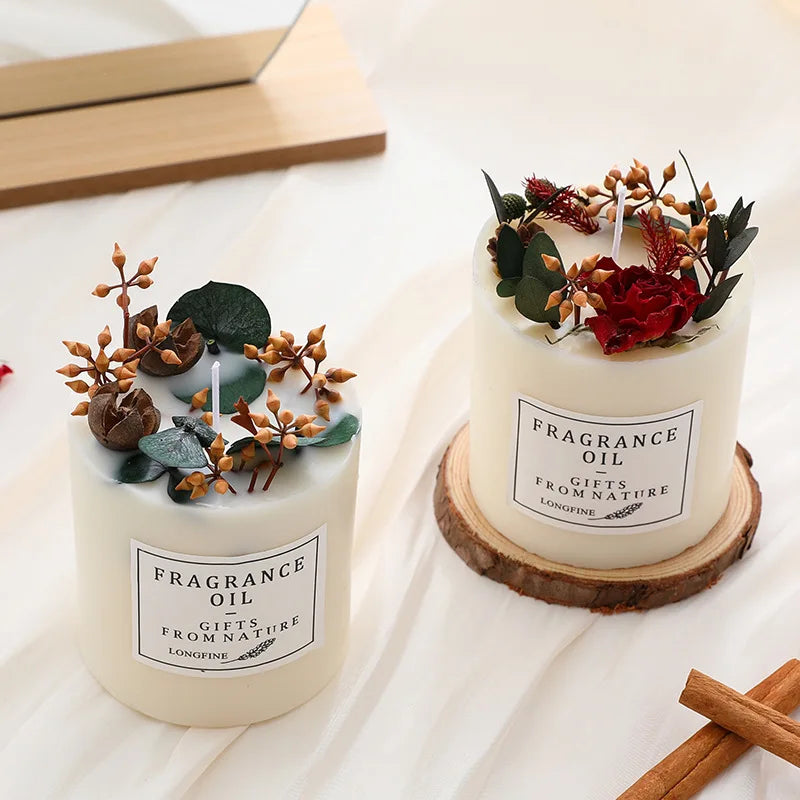 bougies parfumées romantiques en cire de soja avec fleurs séchées - vue 6 sur 10