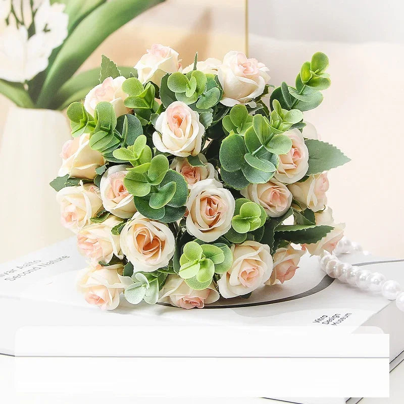 bouquet de roses artificielles eucalyptus décorations florales polyvalentes - vue 5 sur 12