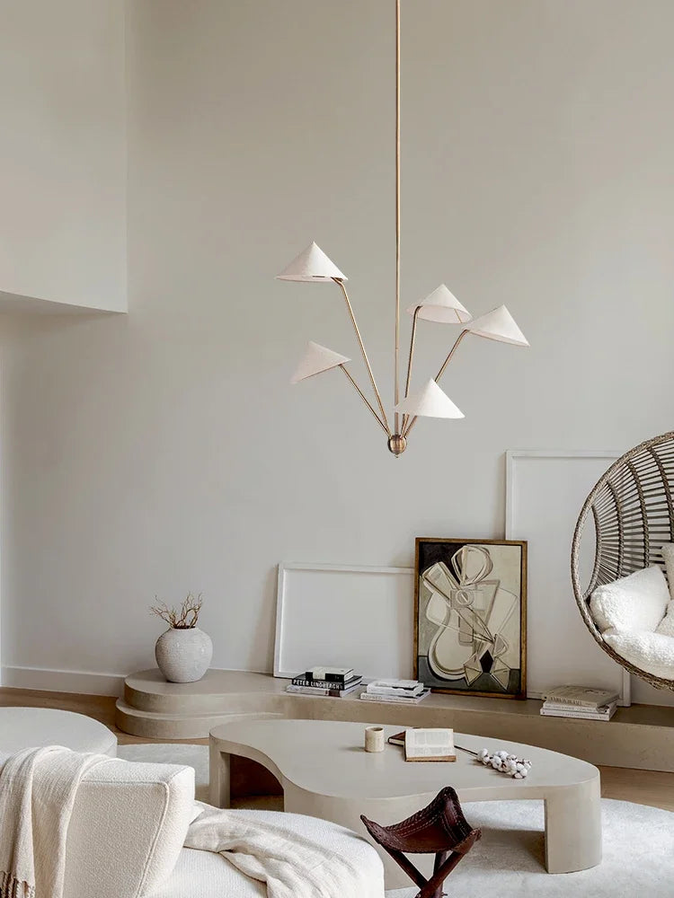 Wabi-sabi plafond suspension lampe japon tissu suspendu Lustre salon chez l'habitant lumière LED cuisine île Lustre chambre décor - vue 4 sur 7
