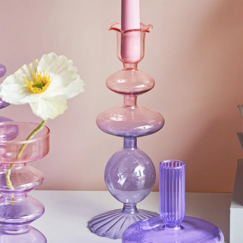 bougeoirs en verre pour décoration de mariage et cadeau Noël - vue 3 sur 24