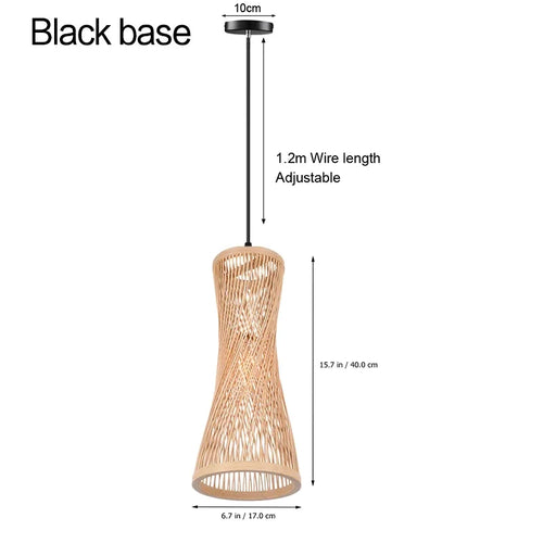 lustre en bambou japonais style chinois en rotin tissé - vue 11 sur 15