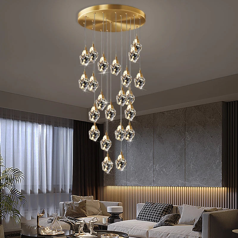 lustre en cristal suspendu pour un éclairage élégant et moderne - vue 1 sur 14