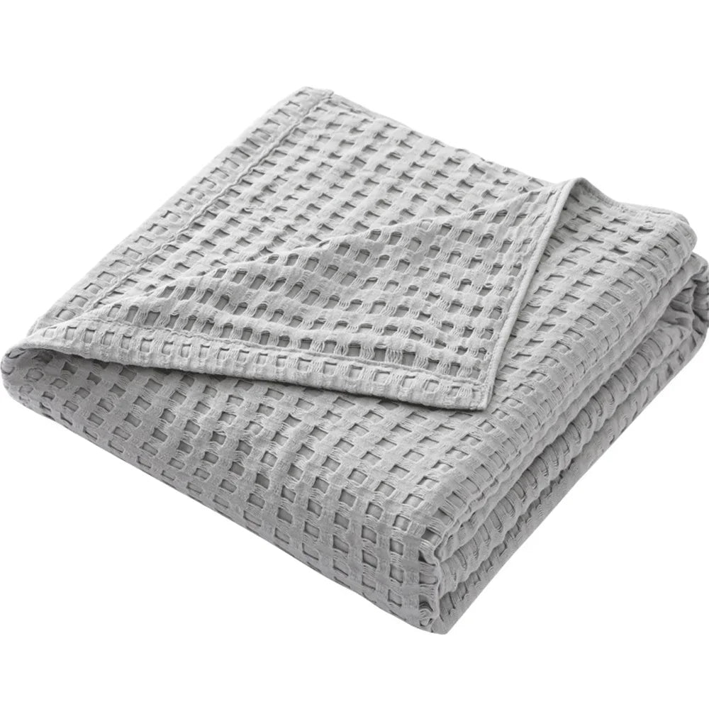 Plaid coton gaufré léger doux couvre lit salon