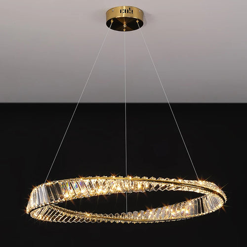 Crystal LED Chandelier for Living Room Kitchen Bedroom Ceiling Pendant Lamp, Gold Modern Remote Control Hanging Light - vue 5 sur 11