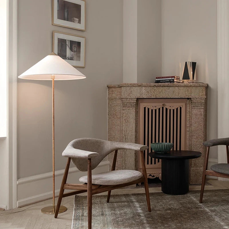 lampadaire led moderne nordique tissé à la main en bambou rotin - vue 5 sur 8