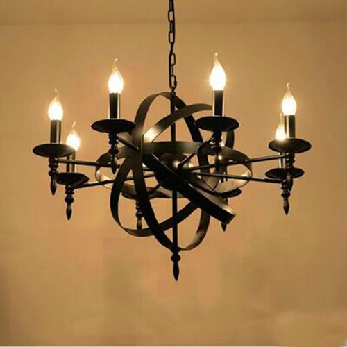 lustre industriel rétro globe en fer style loft américain - vue 2 sur 7