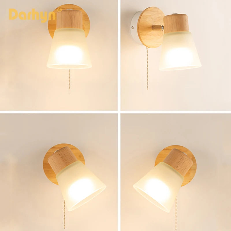 Nordique résine moulin à vent verre applique chambre chevet salle de bain cuisine salon décoration moderne bois applique murale LED luminaire - vue 3 sur 7