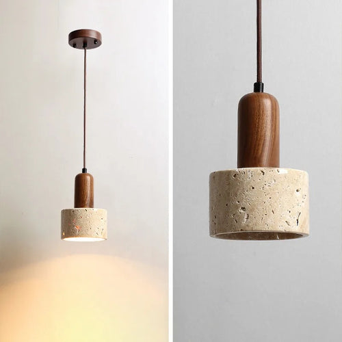 lustre en bois avec suspension et éclairage led - vue 3 sur 9