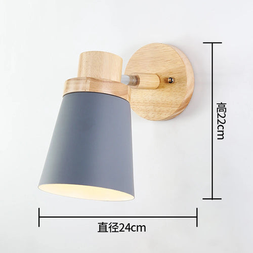 Lampe de chevet nordique applique murale en bois moderne E27 tête de direction applique murale pour chambre salon maison éclairage intérieur LED - vue 14 sur 18