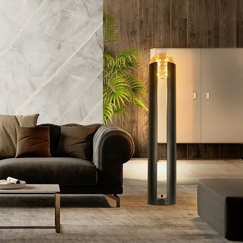 lampadaire moderne en fer et verre avec lumière led décorative - vue 3 sur 10