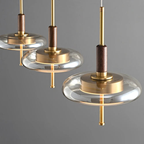 suspension en laiton et noyer design nordique luxueux - vue 5 sur 10