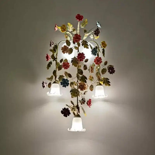applique murale vintage en fer forgé avec abat-jour en verre led - vue 2 sur 8
