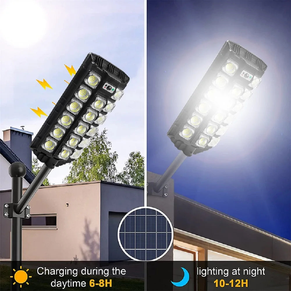 lampadaire solaire 600000 lumens avec capteur de mouvement étanche - vue 2 sur 11