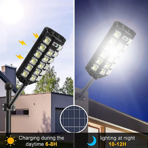 lampadaire solaire 600000 lumens avec capteur de mouvement étanche - vue 2 sur 11