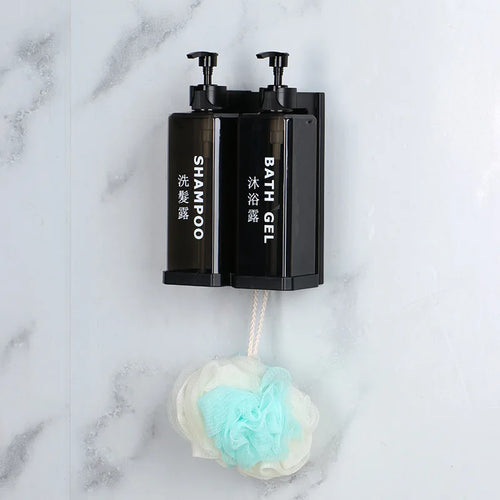 distributeur de shampoing et gel douche avec support mural - vue 6 sur 14