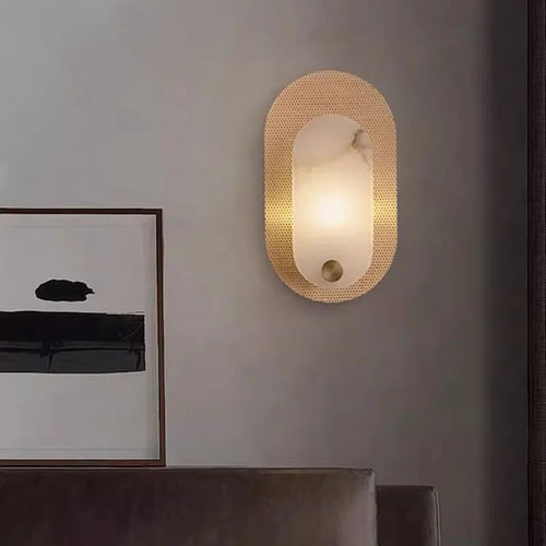 applique murale en marbre naturel ellipse art déco 3000k - vue 2 sur 8