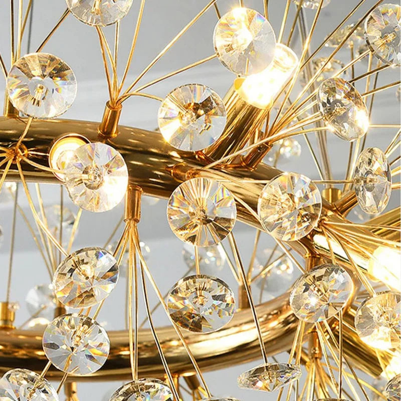lustre led suspendu en cristal design moderne décoratif luxe 2024 - vue 5 sur 12