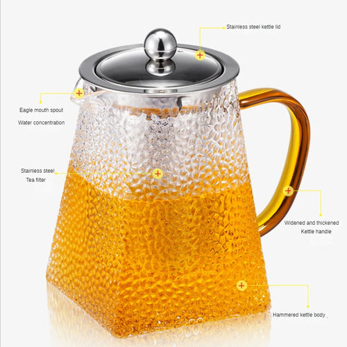 Théière verre martelé avec filtre inox infuseur - vue 7 sur 7